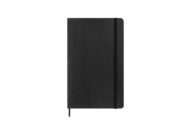 Moleskine Precious & Ethical Notebook, With Gift Box, Vegan Soft Cover Python-Effect, Elastic Closure, Large Format 13x21 cm, Colour Black