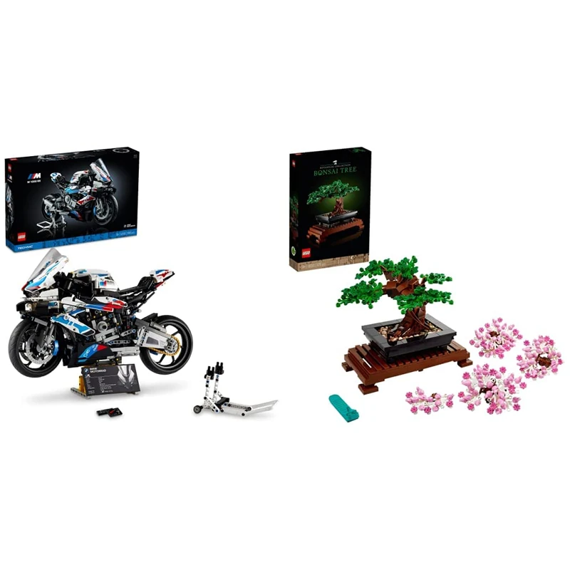 LEGO 42130 Technic BMW M 1000 RR Motorbike Model Kit for Adults & 10281 Icons Bonsai Tree Set for Adults, Plants Home Décor DIY Projects, Relaxing Creative Activity Gift Idea, Botanical Collection