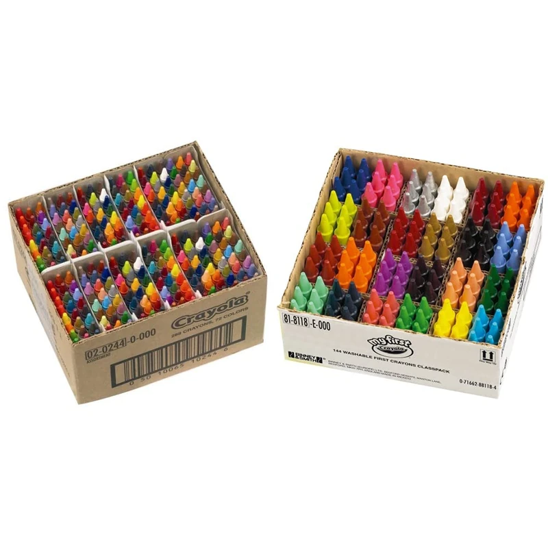 CRAYOLA Crayons Classpack - Assorted Colours (Pack of 288) | Perfect for School Classrooms & MyFirst Crayons - Assorted Colours (Pack of 144) | Perfect for School Classrooms - Image 1