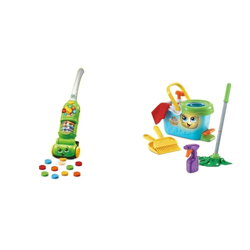 LeapFrog Pick Up and Count Vacuum & Clean Sweep Mop & Bucket | Interactive Pretend Play Set with Sound & Music | Suitable for Boys & Girls 2-5 Years
