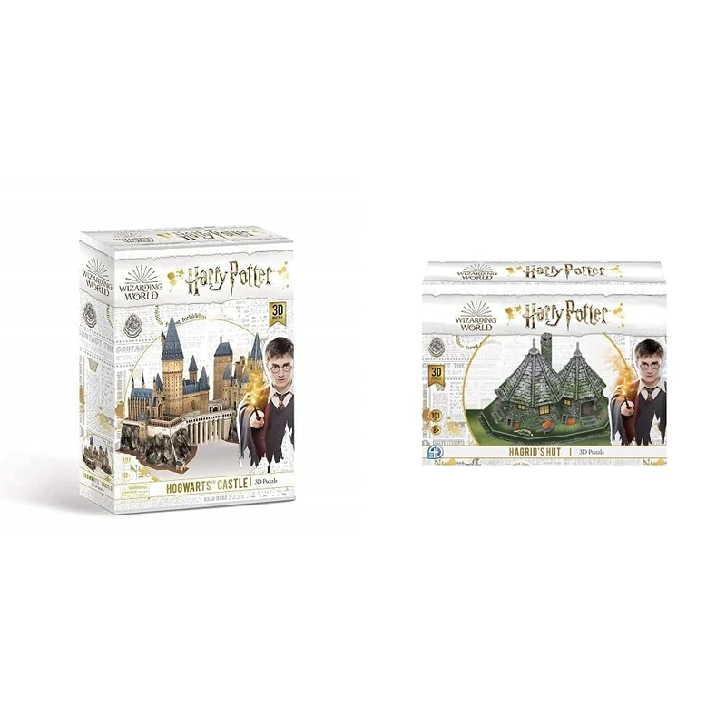 University Games 7565 Harry Potter Hogwarts Castle 3D Puzzle & 08482 Harry Potter Hagrid's Hut 3D Puzzle