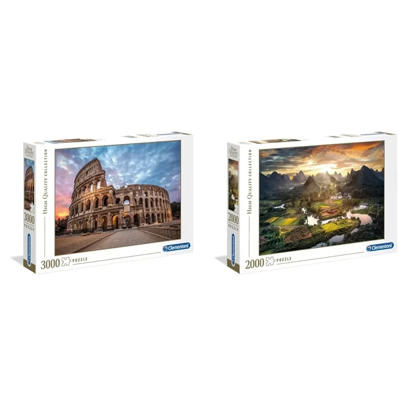 Clementoni - 33548 - Collection Puzzle - Coliseum Sunrise - 3000 pieces & 32564 - Collection Puzzle - View of China - 2000 pieces - Made in Italy - Jigsaw Puzzles for Adult