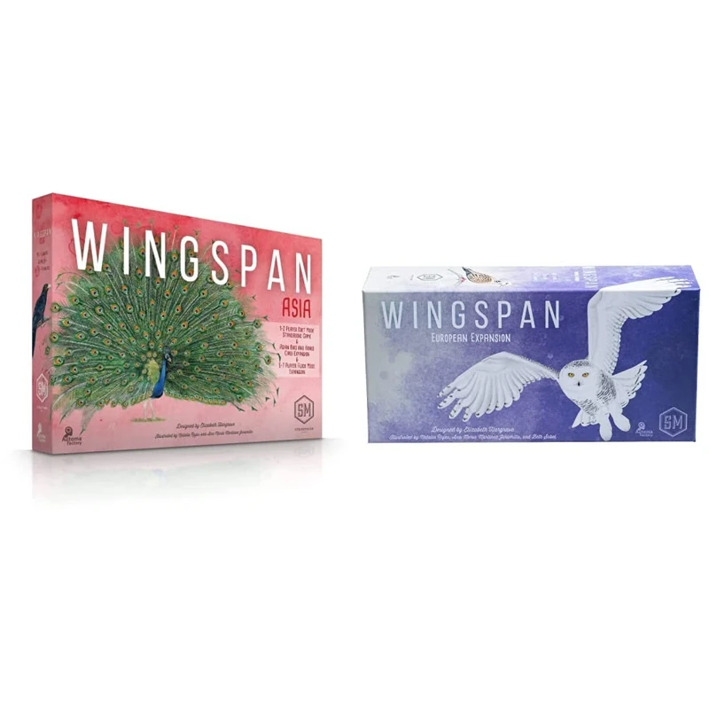 Stonemaier Games | Wingspan: Asia | Board Game | Ages 14+ | 1-7 Players | 40-70 Minutes Playing Time & | Wingspan: European Expansion | Board Game | Ages 14+ | 1-5 Players | 40-70 Minute Playing Time