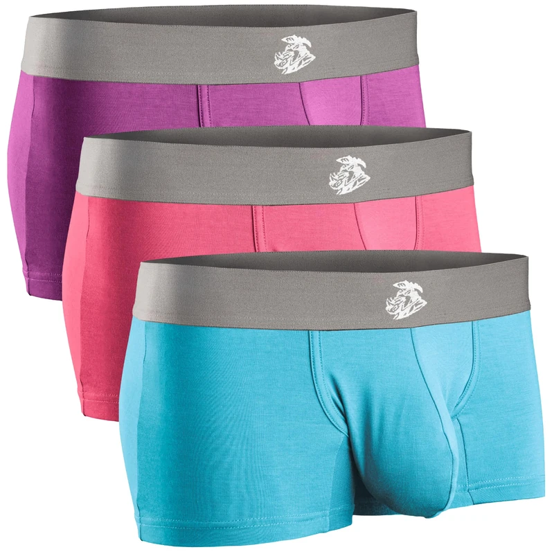 Real Men Bulge Enhancing Underwear for Men – 1, 3 and 6 Pack Set - Modal Boxer Briefs with ABCD Pouch, D Pouch - Red, Purple, Skyblue, 3XL