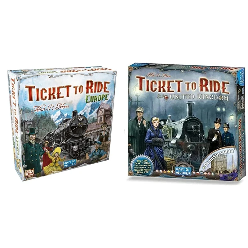 Days of Wonder | Ticket to Ride Europe Board Game | Ages 8+ & Days of Wonder | Ticket to Ride United Kingdom Board Game EXPANSION