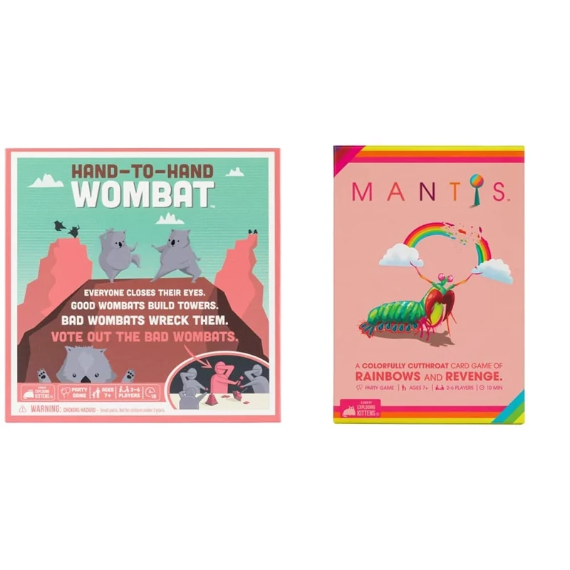 Exploding Kittens Hand to Hand Wombat Card Game Fun Family Card Games for Adults Teens & Kids - Fun Party Games & Mantis Card Games Fun Family Games for Adults Teens & Kids for Game Night