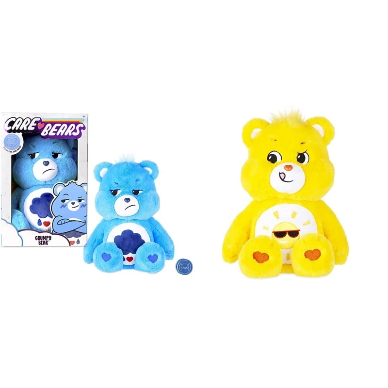 Basic Fun Care Bears 22062 Plush Grumpy Bear & 22087 14 Inch Medium Plush Funshine Bear