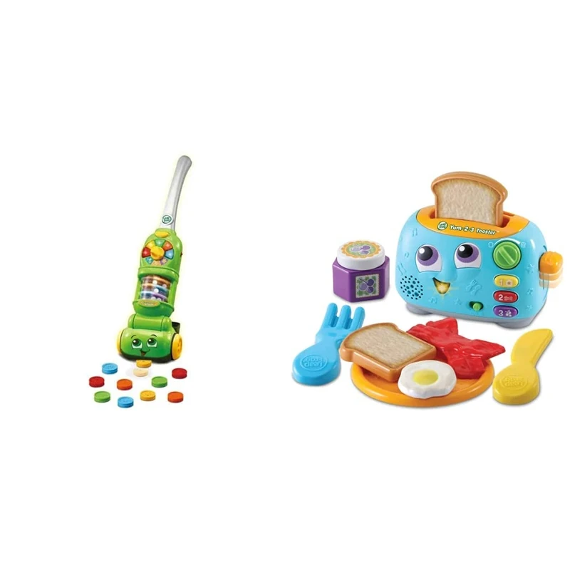 LeapFrog Pick Up and Count Vacuum & Yum-2-3 Toaster, Learning Toy with Sounds and Colours for Sensory Play, Educational Toys for Kids, Preschool Activity Games for Boys and Girls Aged 1, 2 & 3 Years