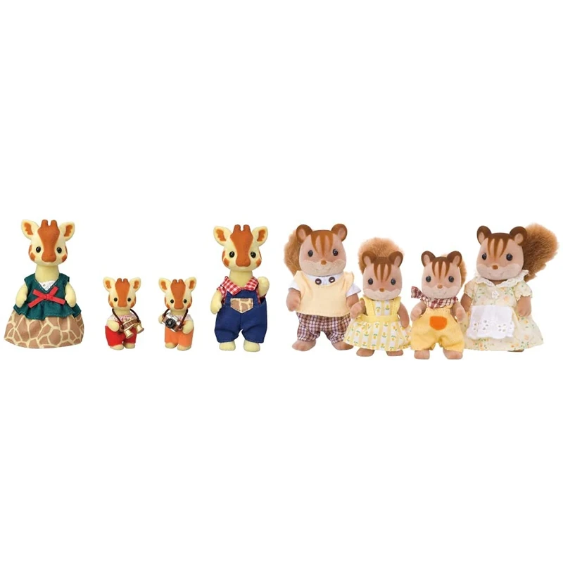Sylvanian Families 5639 Giraffe Family Figures for Dollhouse,20 x 5.58 x 17 cm & - Walnut Squirrel Family