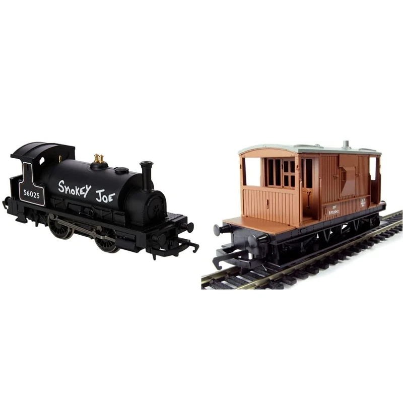 Hornby R3064 RailRoad BR Smokey Joe 00 Gauge Steam Locomotive, Black & R6368 RailRoad BR 20 Ton 00 Gauge Brake Van, 18 x 7.5 x 4 centimetres