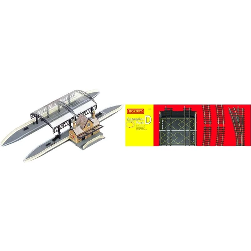 Hornby R8009 00 Gauge Station Terminus, Grey & R8224 00 Gauge Track Extension Pack D