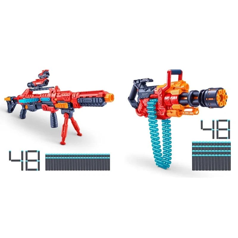 XSHOT 36351-2022 X-Shot Excel Regenerator Foam Blaster,for ages 8+, 1000+ Combinations (48 Darts) by ZURU, Red & X-Shot Excel Crusher Foam Dart Blaster (35 Dart Belt, 48 Darts), Red Toy Blaster
