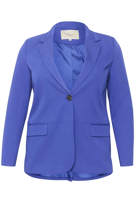 Kaffe Curve Plus-Size Women's Blazer Long Sleeves Single Button Front Pockets Blazer, Clematis Blue