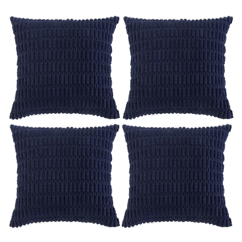 Fancy Homi 4 Packs Navy Blue Decorative Throw Pillow Covers 20x20 Inch for Living Room Couch Bed Sofa, Rustic Modern Farmhouse Boho Home Decor, Soft Plush Corduroy Square Cute Cushion Case 50x50 cm