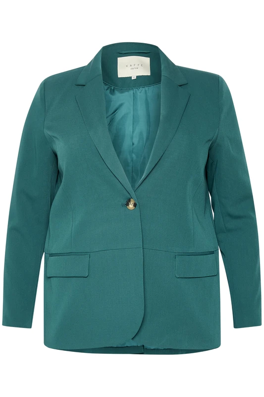 Kaffe Curve Plus-Size Women's Blazer Long Sleeves Single Button Front Pockets, Aventurine, 50 Grande Taille