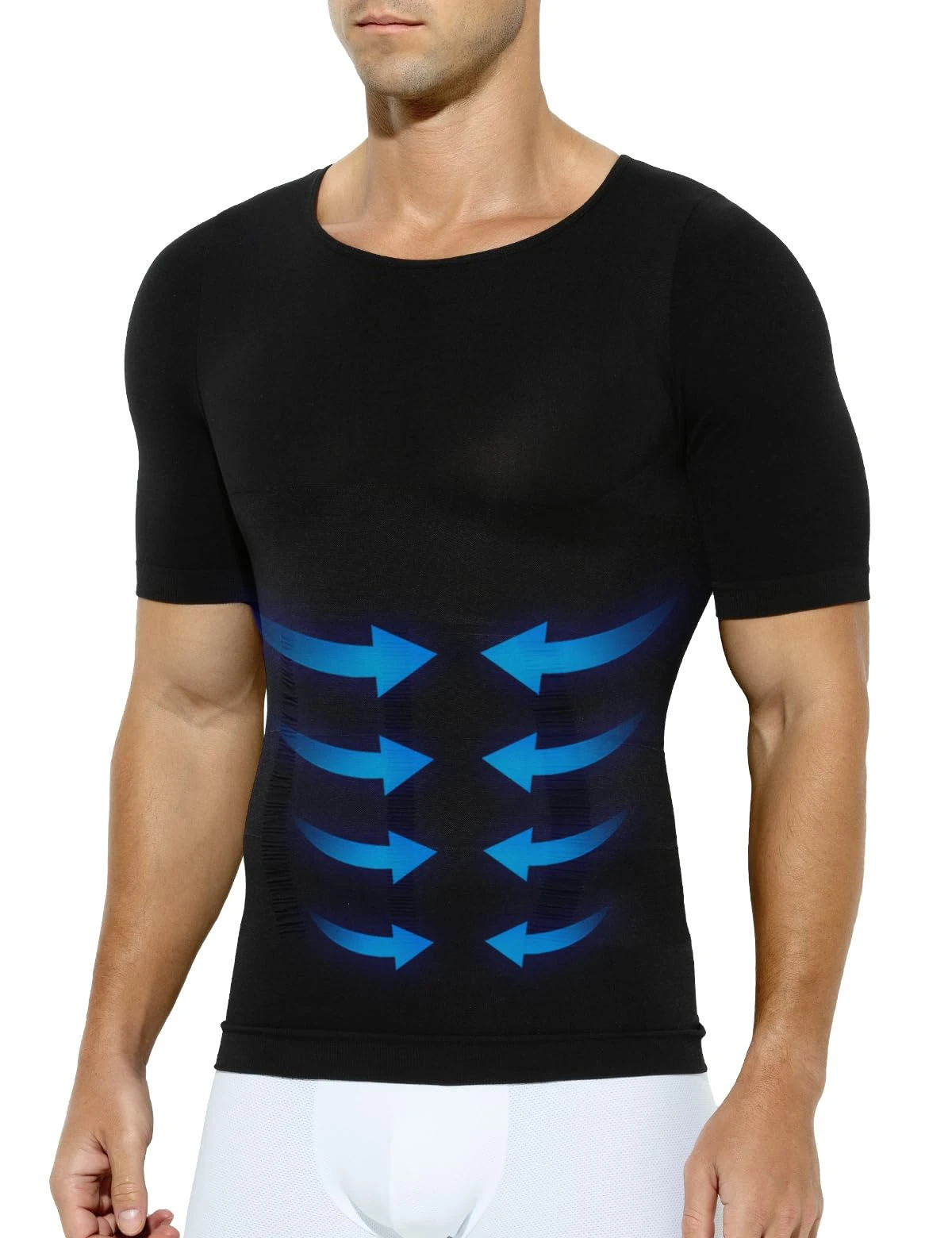 Casey Kevin Compression Shirts for Men Slimming Shirt Body Shaper Gynecomastia Base Layer Undershirts,Black-ml5006,L