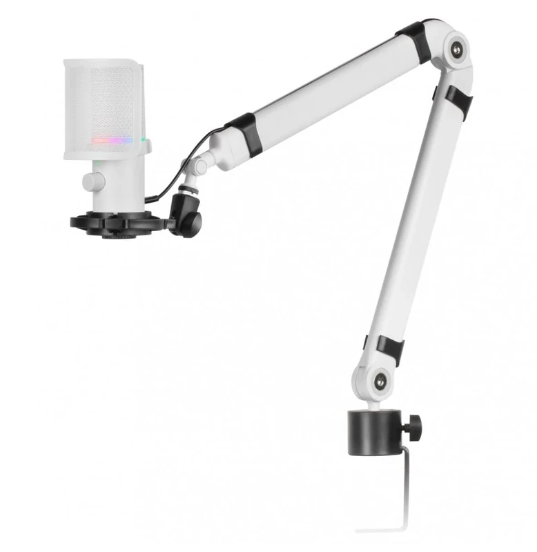 Mars Gaming MMIC-XT, Professional High Definition Studio Microphone 192Khz 24-bit, Omnidirectional Arm, Anti-Vibration Support, Metal Mesh Pop Filter, White