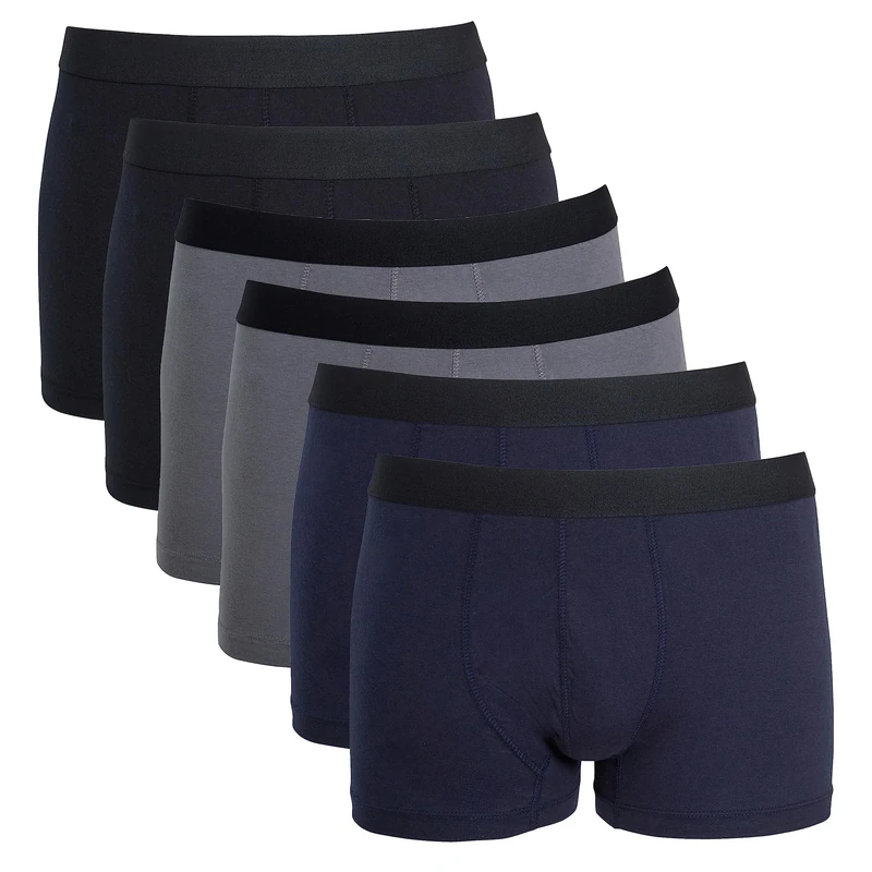 Sock Stack Pack Of 6 Mens Boxers Lycra Boxershorts Comfort Fit Underpants Waistband Boxer Short Underwear For Men MB03 (UK, Alpha, M, Regular, Regular, Black Navy Grey)