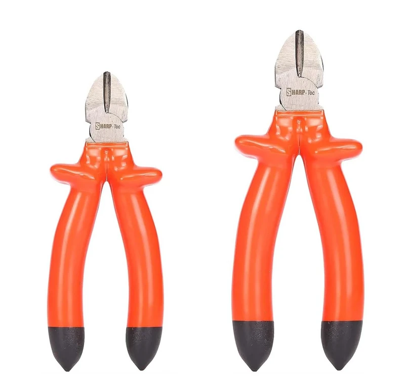 Sharp-tec 1000V Insulated Side Cutters Electrical, 160mm&200mm Snips Electrical Wire Cutter Pliers, Wire Cutters with Anti-Slip Handle, 2 PCS Diagonal Side Cutter