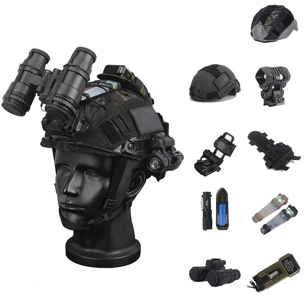XLLYBZ Fast Tactics Helmet set, with Tactical Multifunctional NVG Mount Tactical Gear, for Outdoor Airsoft Paintball Cosplay CS Game Gear (Color : E)