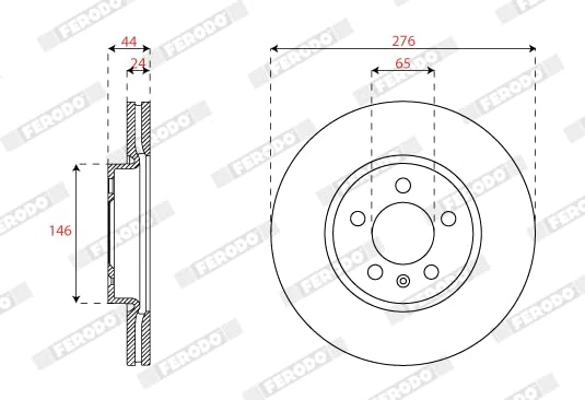 FERODO Brake Disc | DDF2664C | Front | for SEAT:ARONA 17> | OE-Matching Quality | Smooth & Quiet Braking