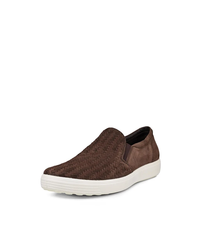 ECCO Men's Soft 7 Woven Slip on 2.0 Sneaker, Mocha Nubuck, 4/4.5 UK
