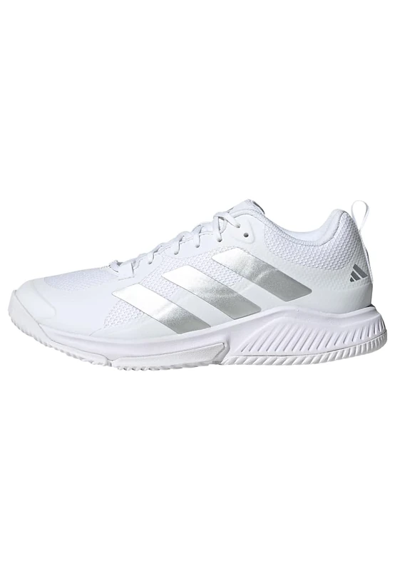 adidas Women's Court Team Bounce 2.0 Shoes, Cloud White/Silver Metallic/Grey One, 4.5 UK