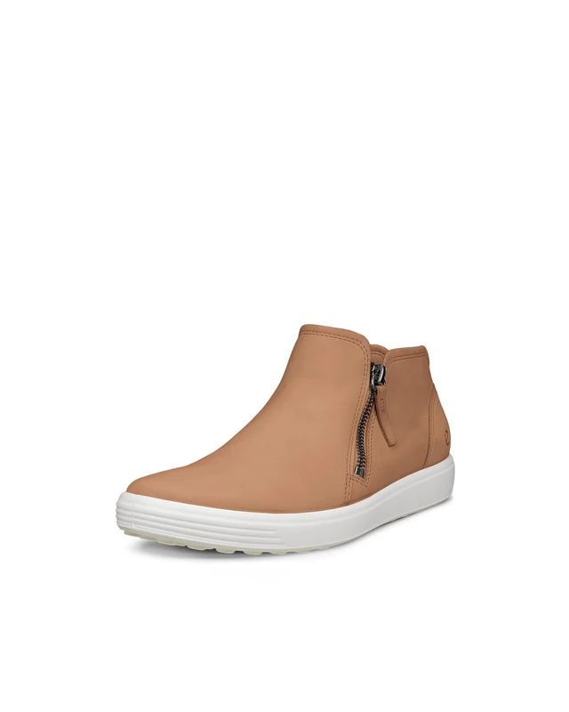 ECCO Women's Soft 7 Side Zip Bootie Sneaker, Cashmere/Cashmere, 2.5/3 UK