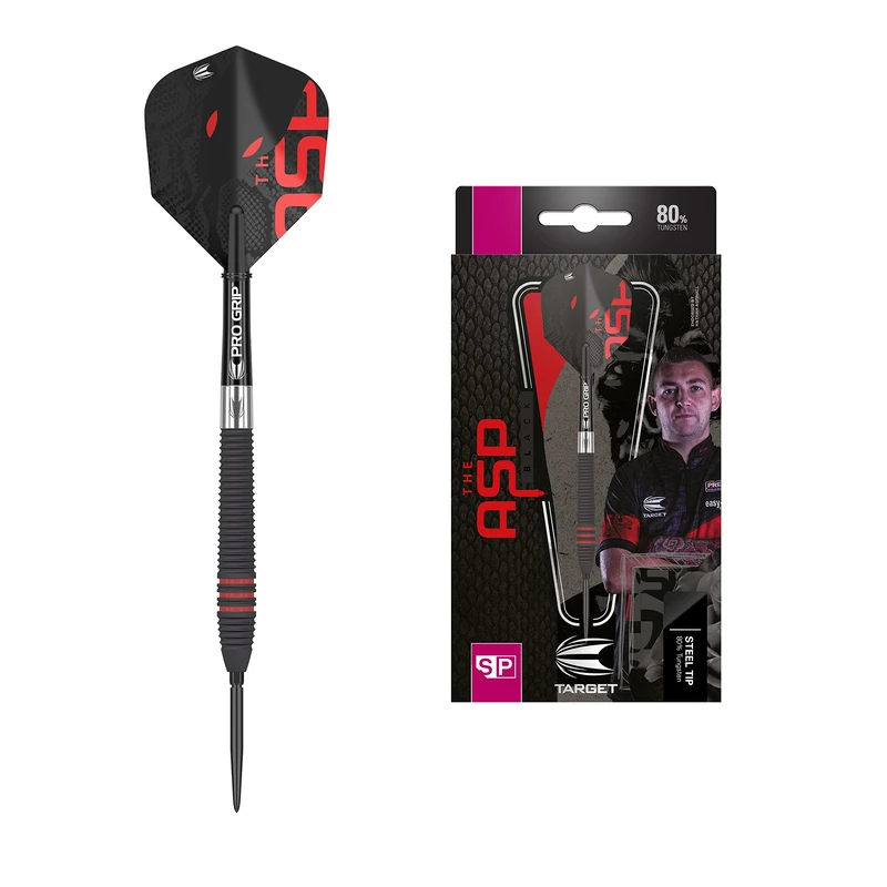 Target Darts Nathan Aspinall The Asp Black 24G 80% Tungsten Swiss Point Steel Tip Darts Set