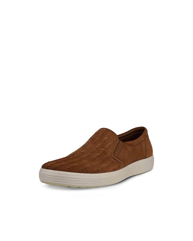 ECCO Men's Soft 7 Woven Slip on 2.0 Sneaker, Camel Nubuck, 11/11.5 UK