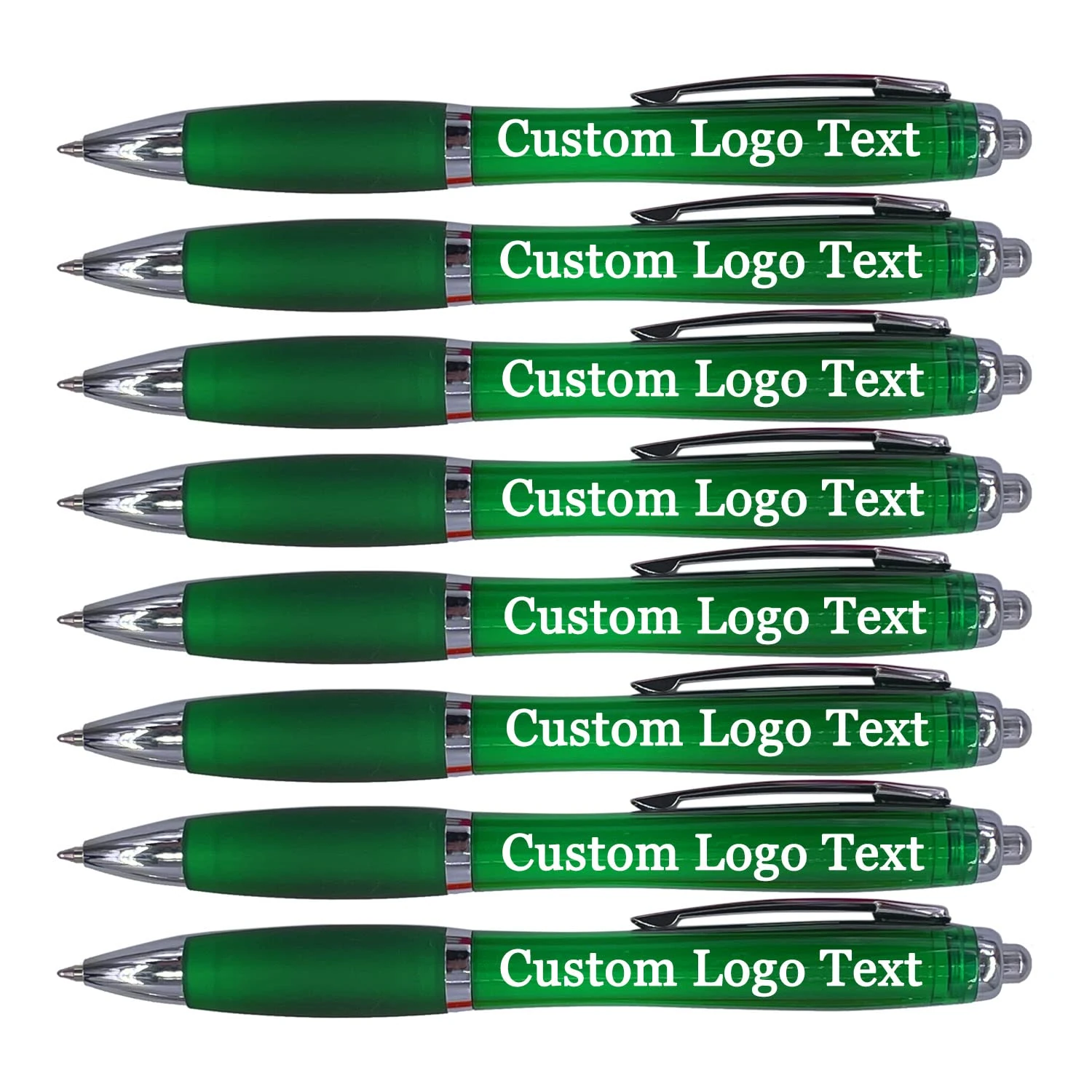 HEYZARDA Personalised Pens with Name Custom Text Logo Retractable Customised Ballpoint Pens for Church School Office Business Green 100 Pcs