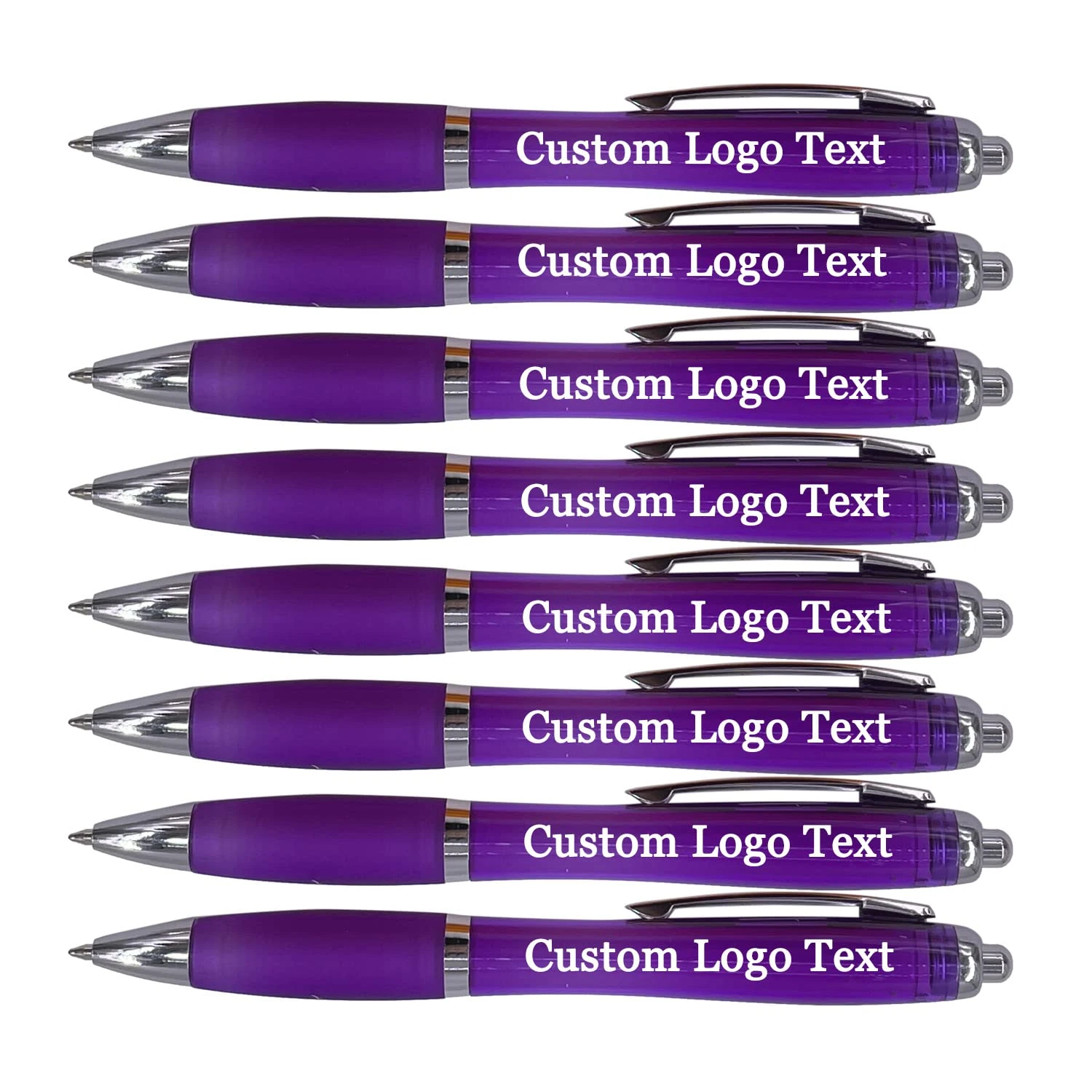 HEYZARDA Personalised Pens with Name Custom Text Logo Retractable Customised Ballpoint Pens for Church School Office Business Purple 100 Pcs