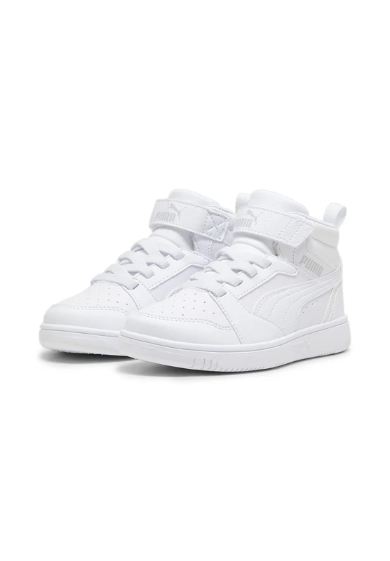 Puma Unisex Kids Puma Rebound V6 Mid Ac+ Ps Sneakers, Puma White-Cool Light Gray, 11 UK