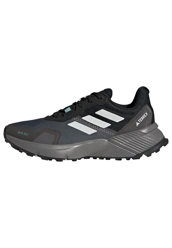 adidas Women's Terrex Soulstride RAIN.RDY Trail Running Shoes, Core Black/Crystal White/Grey Four, 3.5 UK
