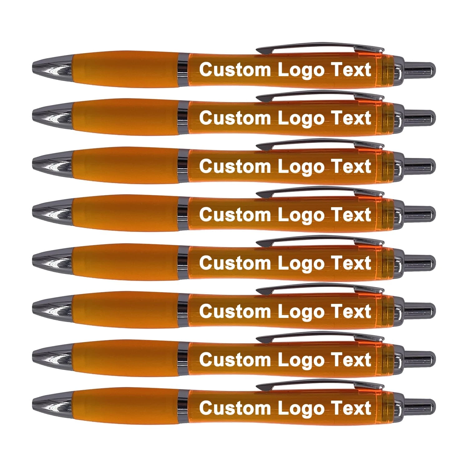 HEYZARDA Personalised Pens with Name Custom Text Logo Retractable Customised Ballpoint Pens for Church School Office Business Orange 100 Pcs