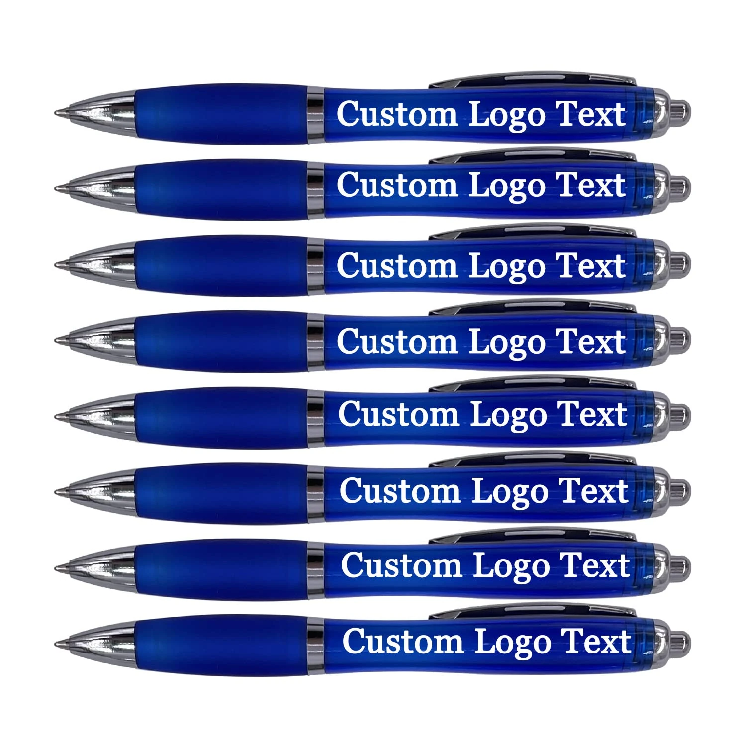 HEYZARDA Personalised Pens with Name Custom Text Logo Retractable Customised Ballpoint Pens for Church School Office Business Blue 50 Pcs