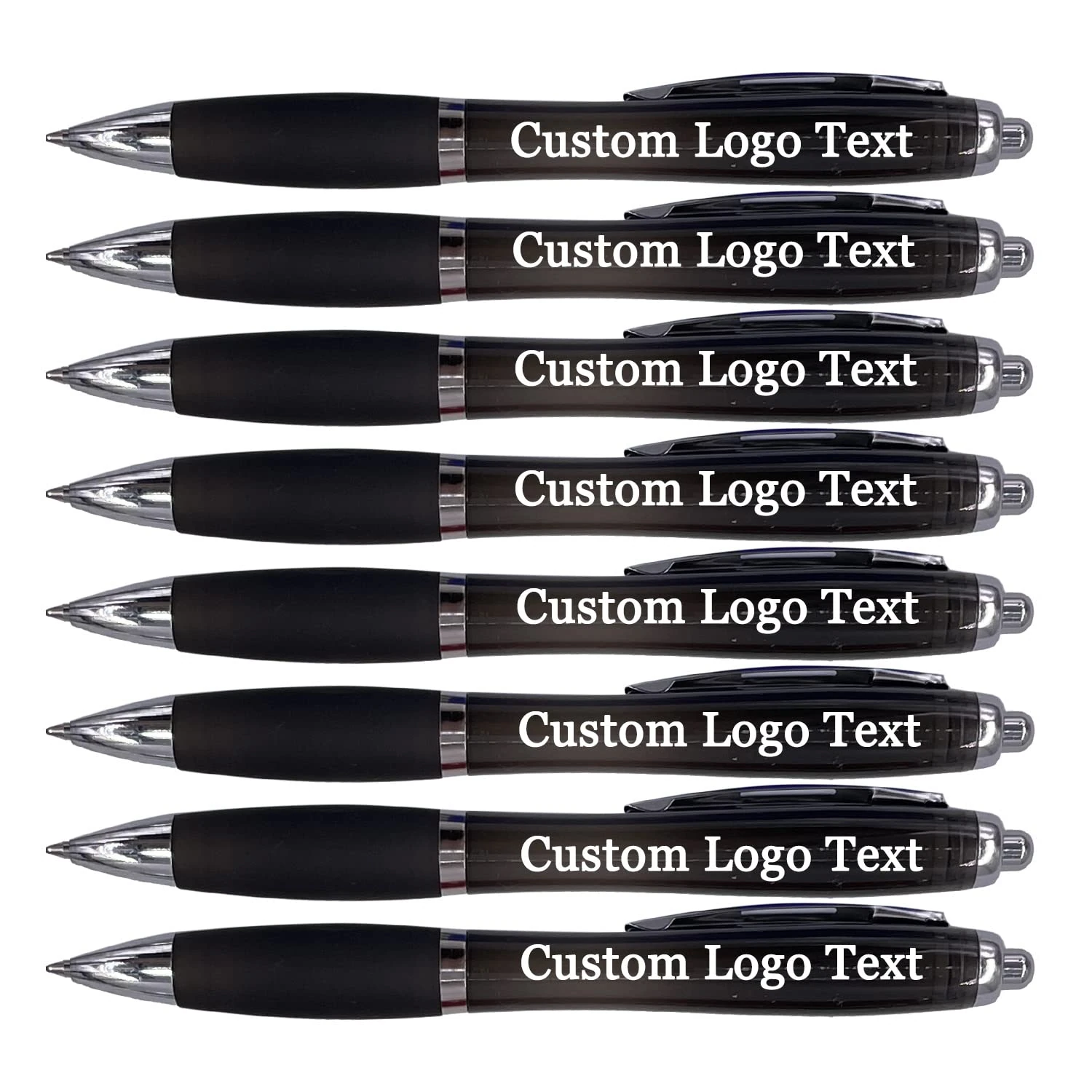 HEYZARDA Personalised Pens with Name Custom Text Logo Retractable Customised Ballpoint Pens for Church School Office Business Black 100 Pcs