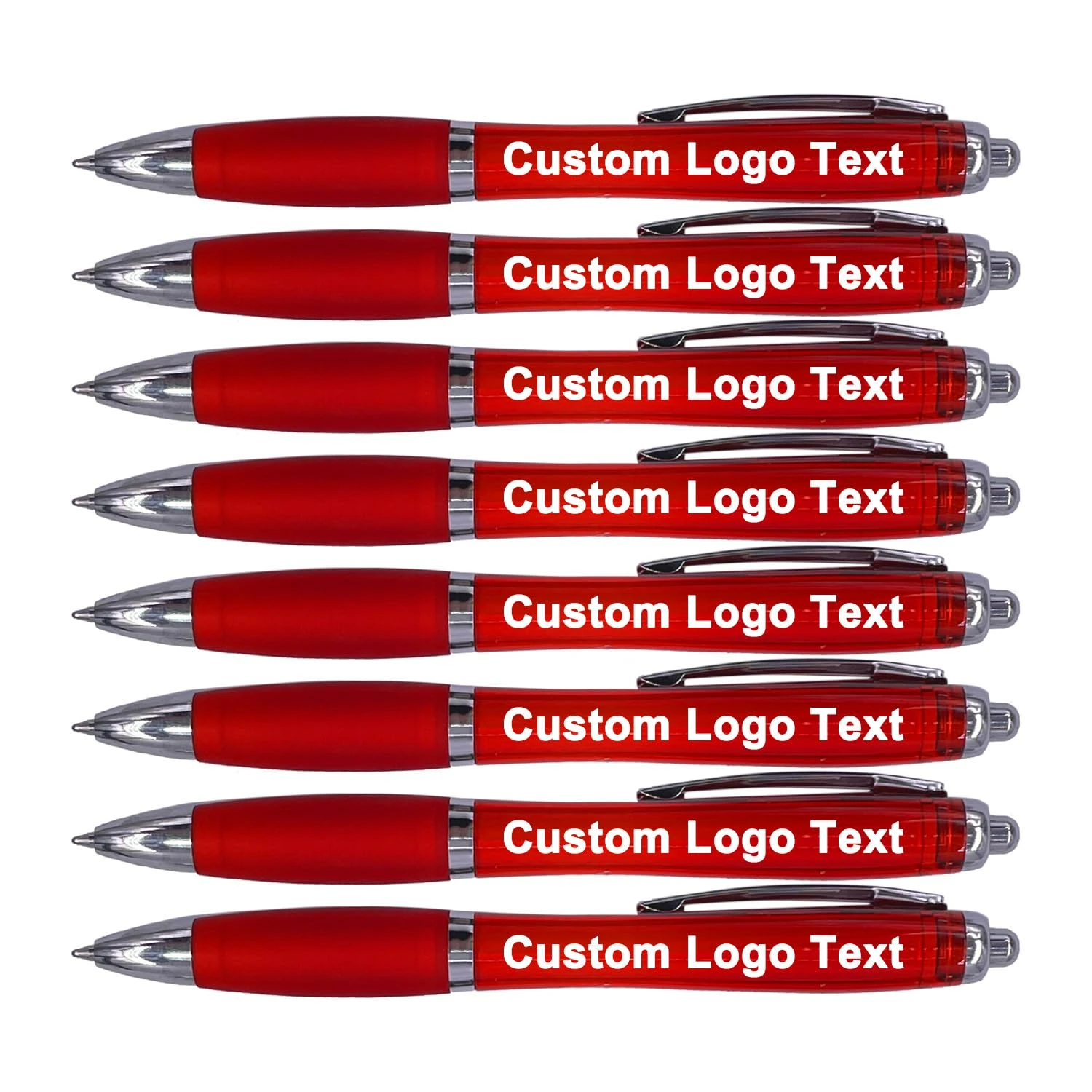 HEYZARDA Personalised Pens with Name Custom Text Logo Retractable Customised Ballpoint Pens for Church School Office Business Red 100 Pcs
