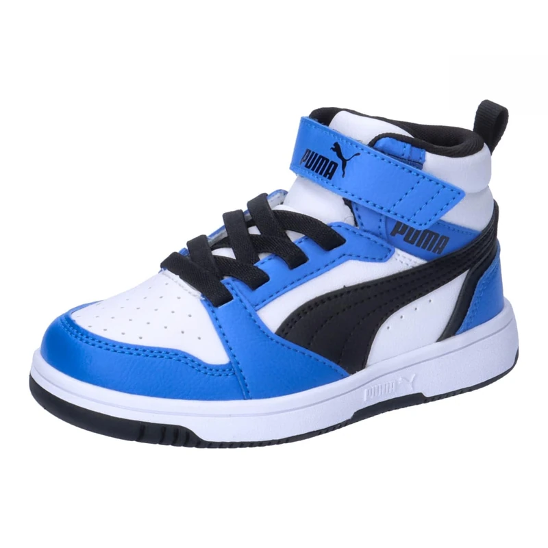 Puma Unisex Kids Puma Rebound V6 Mid Ac+ Ps Sneakers, Puma White-Puma Black-Racing Blue, 12 UK