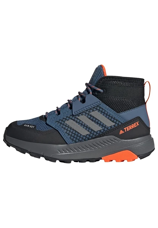 adidas Unisex Kids Terrex Trailmaker Mid RAIN.RDY Hiking Shoes, Wonder Steel/Grey/Impact Orange, 1 UK