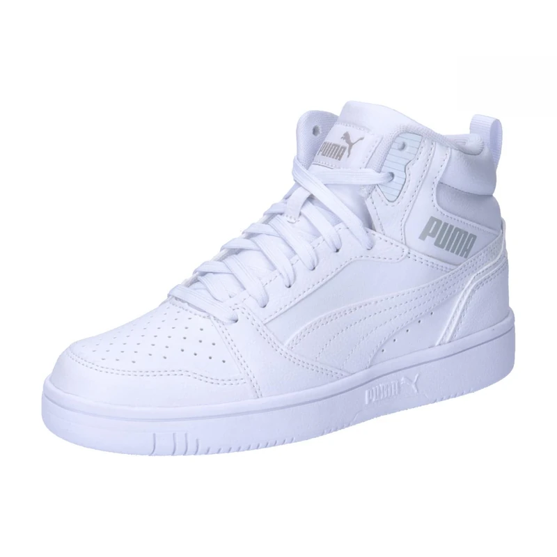 Puma Unisex Youth Puma Rebound V6 Mid Jr Sneakers, Puma White-Cool Light Gray, 3 UK
