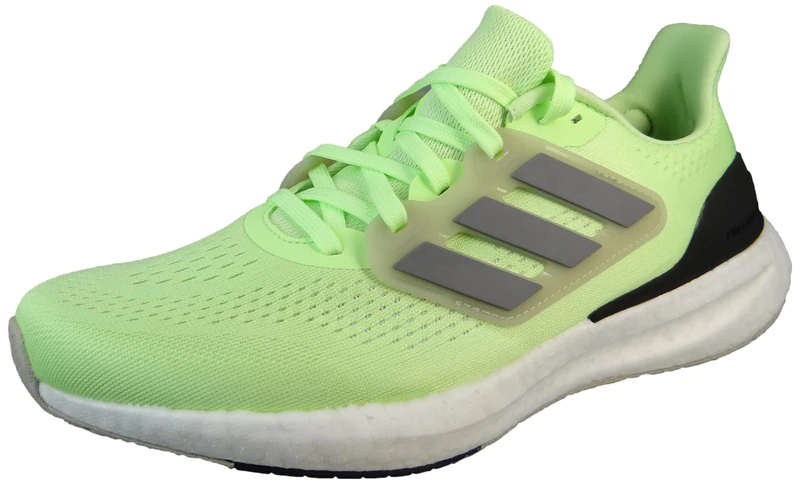 adidas Men's Pureboost 23 Shoes, Green Spark/Iron met/Putty Grey, 4 UK
