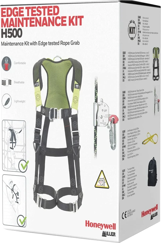Miller H500 PSS Edge Tested Maintenance Kit, Full Body Harness & RG500 Rope Grab, RG500 Anchorage Line, Webbing Strap Anchorage Point 1.5m & Backpack, 1036592