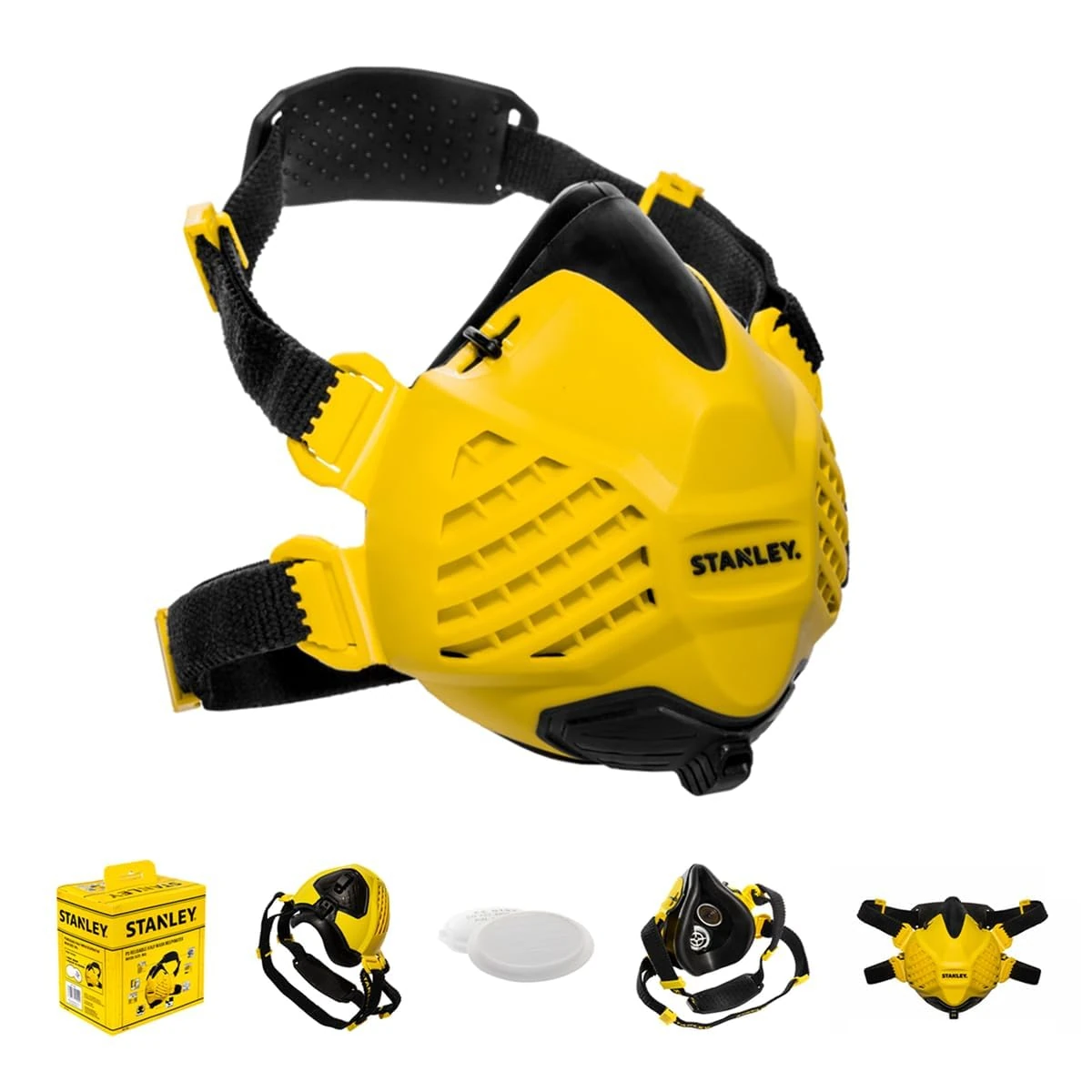 Stanley P3 Dust Mask, Reusable Respirator Mask with Face-Fit-Check Technology & Maximum 99.99% P3 Fitted Filters. Dust masks for building work, dust masks for fine dust, P3 mask & sanding mask – M/L