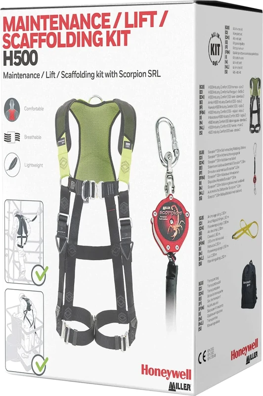 Miller H500 PSS Kit with Comfort Full Body Construction IC6 Harness, Lanyard Keepers, Dedicated SRL Web Link, RFID Label Tag, Rated to 140 kg, Size 2, 1036598