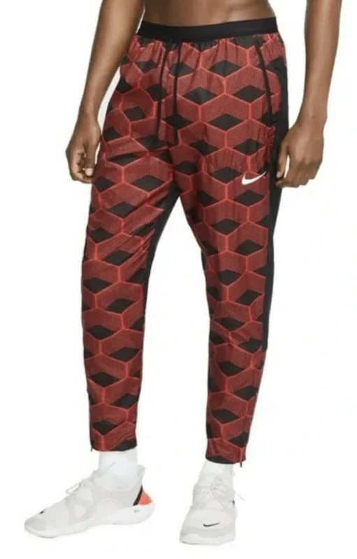 Nike Unisex's Pro Running Team Kenya Shield Track Pants, Chile Red/Black/(Reflect White), L