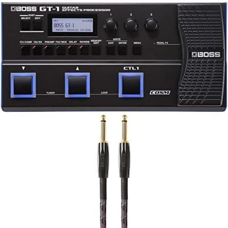 BOSS Gt-1 Guitar Effects Processor bundle with BOSS BIC-10 Guitar, Bass And Instrument Cable