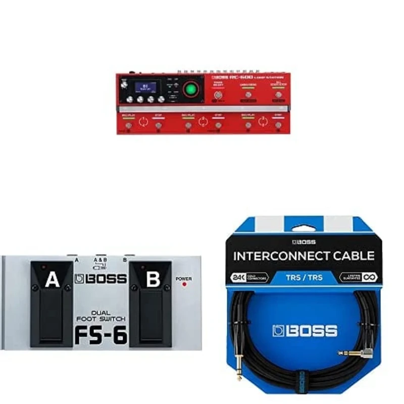 BOSS RC-600 Loop Station bundle with BOSS Fs-6 Dual Foot Switch and BCC-3-TRA 3ft/1m premium trs cable