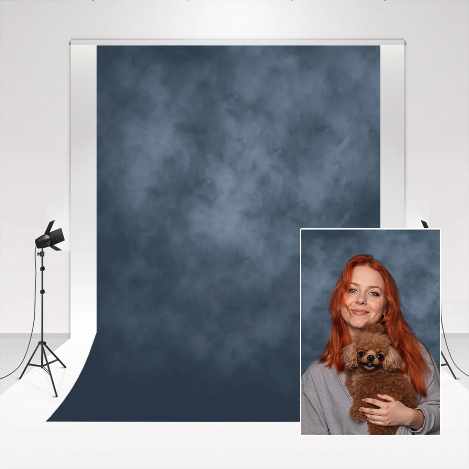 Kate Backdrop 1.5 * 2.2m/5 * 7ft Classic Textured Blue Figure Shooting Backdrop for Character Background and Portraits