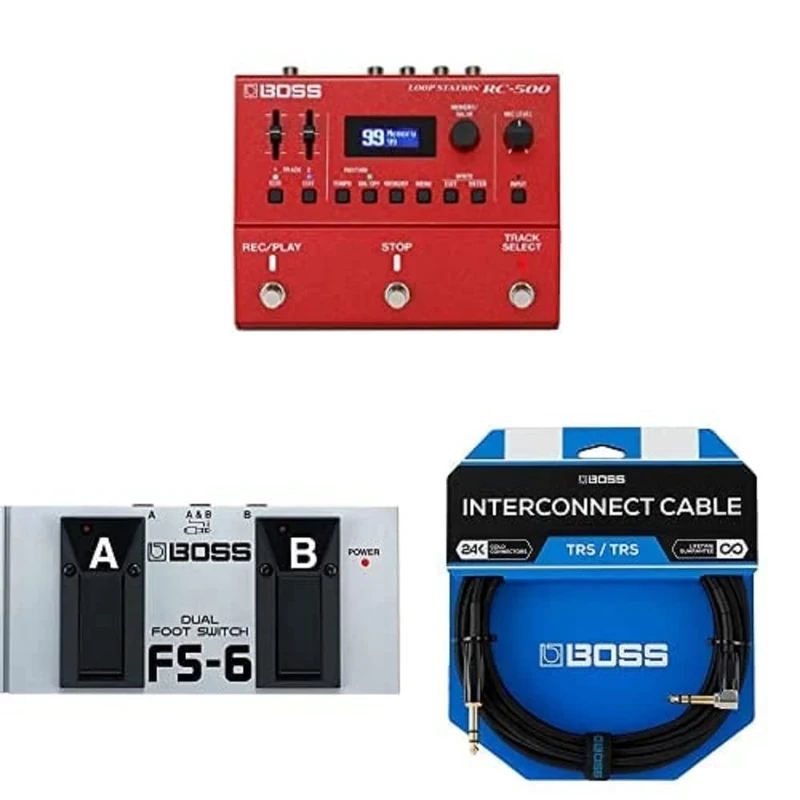 BOSS RC-500 Dual-Track Loop Station bundle with BOSS Fs-6 Dual Foot Switch and BCC-3-TRA 3ft/1m premium trs cable